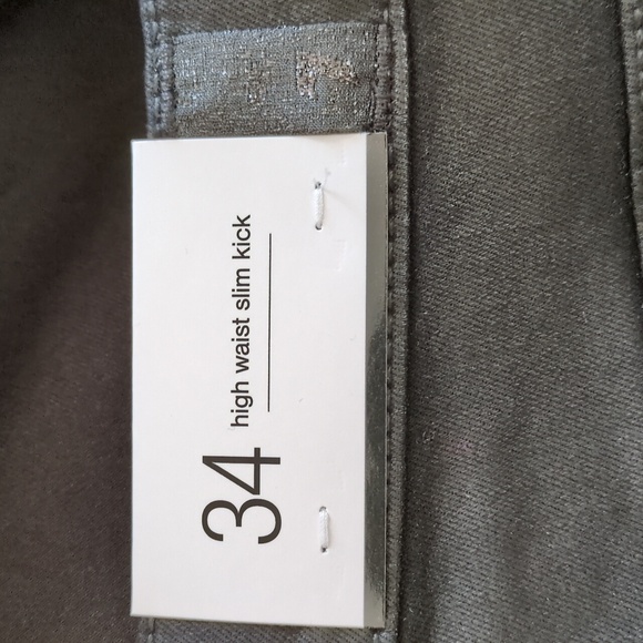 7 For All Mankind High Waist Slim Kick Black Coated Denim Size 34 - Picture 8 of 11